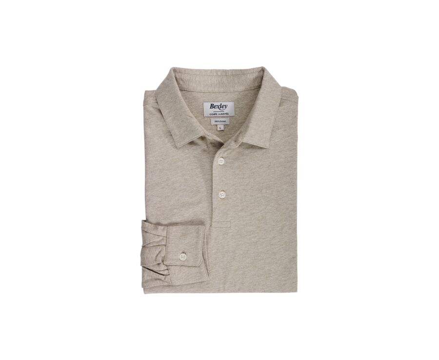 Polo manches longues homme Taupe Clair...