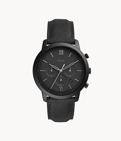 Montre Neutra chronographe en cuir noir