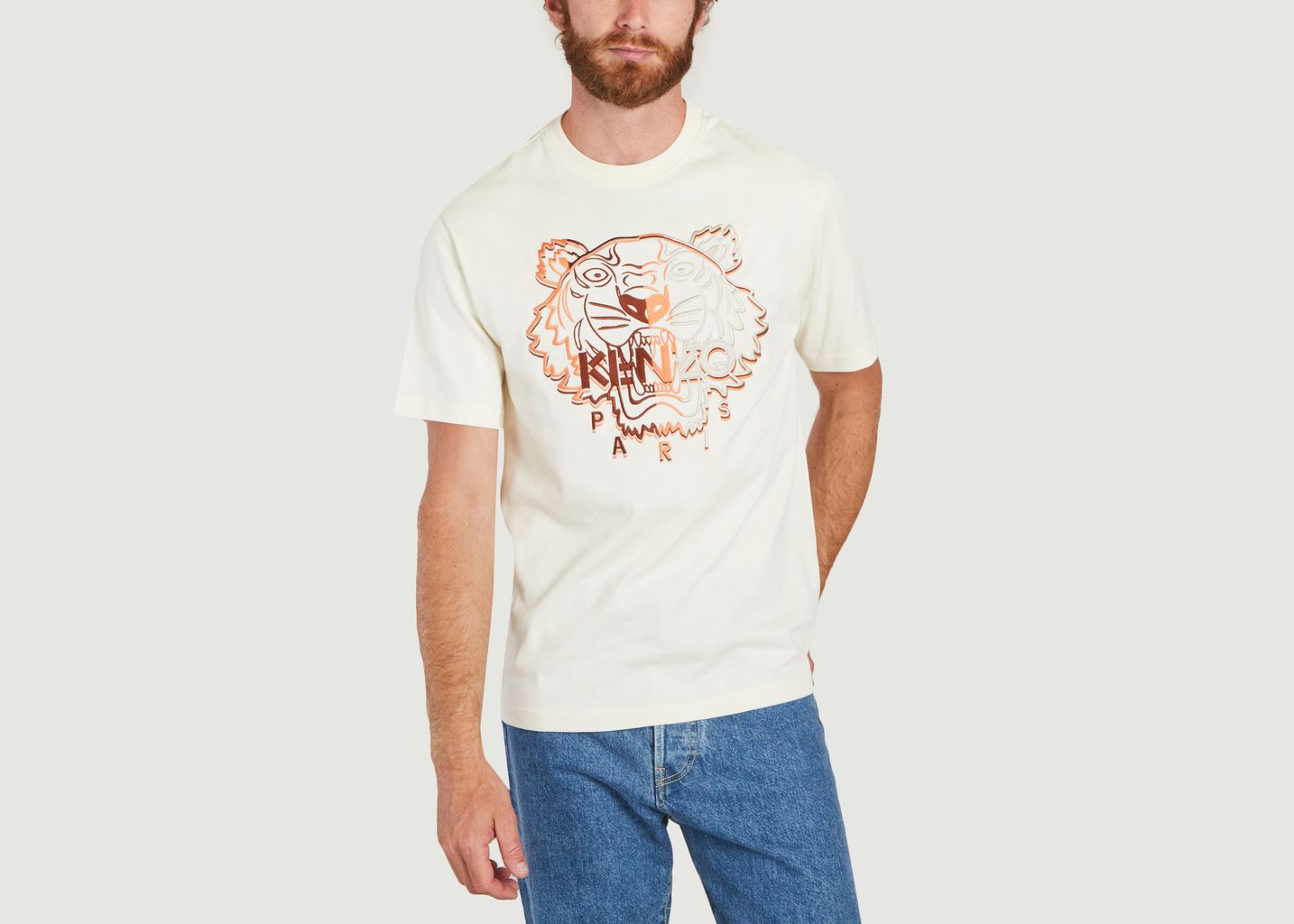 T-shirt brodé tigre en coton