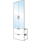 Kit de 2 portes miroirs avec 2 tiroirs H.203.5 cm pour Dressing Espace