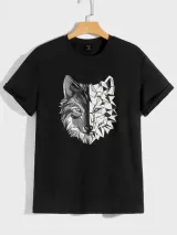 shein homme t-shirt agrave imprimeacute loup