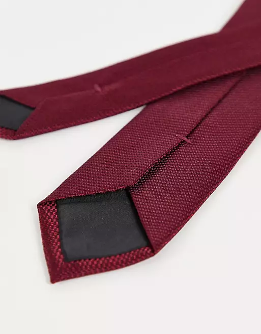 ASOS DESIGN - Cravate texturée - Bordeaux