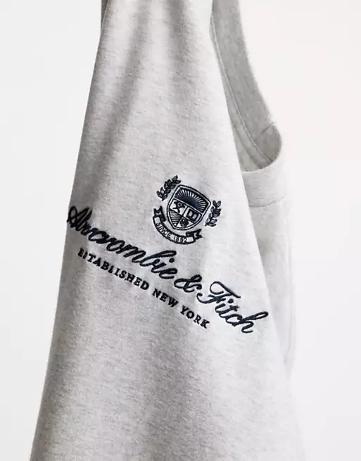 Abercrombie & Fitch - T-shirt à logo héritage sur la poitrine - Gris chiné
