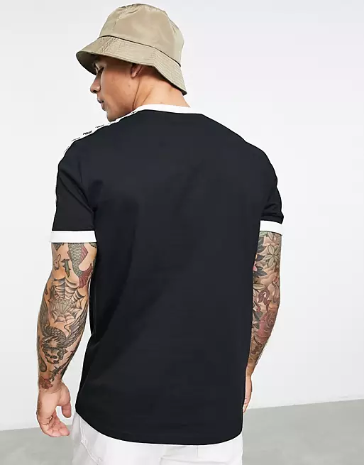 Fred Perry - T-shirt à bordure contrastante - Noir