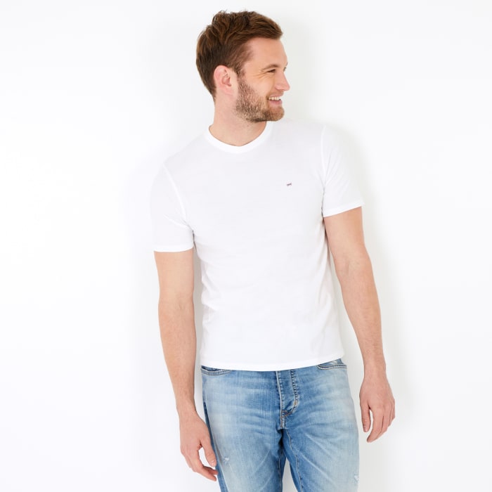 T-shirt blanc col rond à manches courtes