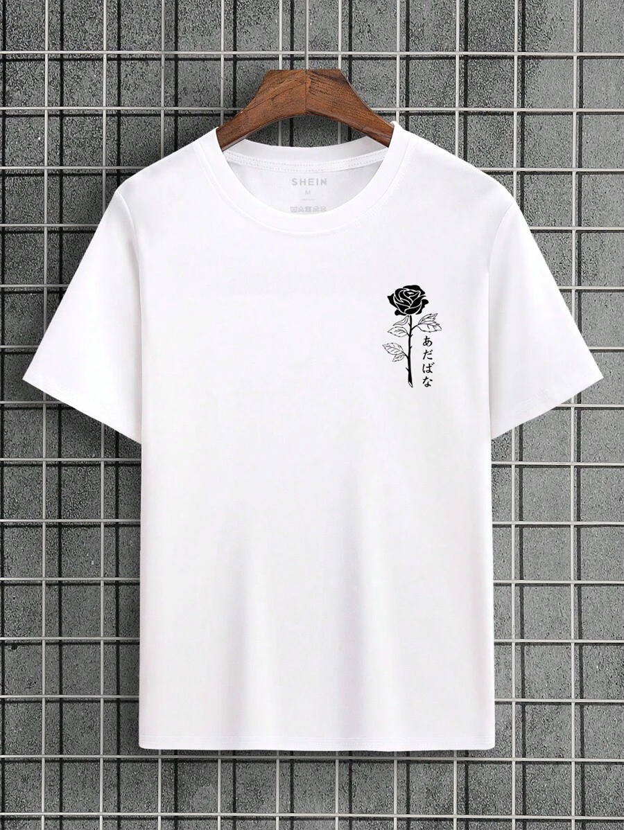 Homme T-shirt Imprimé Lettre Japonaise Et...